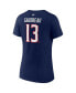 ფოტო #2 პროდუქტის Women's Johnny Gaudreau Navy Columbus Blue Jackets Authentic Stack Name and Number V-Neck T-shirt