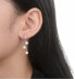 Elegant silver earrings with zircons and synthetic pearls E0003098