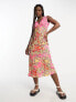 Wednesday's Girl ditsy floral deep v midaxi dress in multi