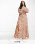 Фото #2 товара Miss Selfridge Petite button through maxi dress in chocolate rose