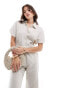 Mango belted short sleeve jumpsuit in light beige