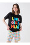 Фото #1 товара Пижама LC WAIKIKI Женская комплект пижам с шортами и принтом на шее