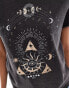 ONLY acid wash celestial print t-shirt in washed black