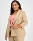 Фото #3 товара Plus Size Scrunch-Sleeve Linen-Blend Open-Front Blazer, Created for Macy's