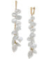 Cultured Freshwater Pearl (7 x 10mm, 12 x 20mm) Cluster Linear Drop Earrings in 14k Gold-Plated Sterling Silver