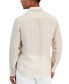 Men's Classic-Fit Halo Stripe Long Sleeve Button-Front Linen Shirt