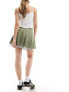 Фото #7 товара Miss Selfridge tailored poplin layer pleated mini skirt in khaki