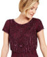 ფოტო #9 პროდუქტის Women's Beaded Short-Sleeve Sheer-Overlay Gown