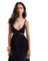 Pretty Lavish linen blend cut-out maxi dress in black