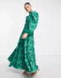 Фото #8 товара ASOS DESIGN belted maxi skater dress in textured jacquard in green