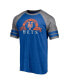 Фото #2 товара Men's Heather Royal New York Mets Utility Two-Stripe Raglan Tri-Blend T-shirt