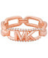 ფოტო #2 პროდუქტის 14K Rose Gold Plated Sterling Silver Pave Empire Link Chain Ring