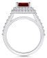 Garnet and Diamond Accent Halo Ring in 14K White Gold