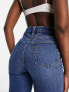 Abercrombie & Fitch Curve Love 90s straight fit jean in dark blue with thigh slash