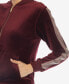 Women's Faux Leather Stripe Velour 2 Piece Tracksuit Set