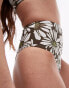 Topshop high waist high leg bikini bottoms in khaki daisy print Разноцветный, 32 - фото #3