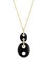 ფოტო #1 პროდუქტის EFFY® Onyx & Diamond (1/20 ct. t.w.) Double Drop 18" Pendant Necklace in 14k Gold
