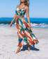 ფოტო #5 პროდუქტის Women's Belted Abstract Print Maxi Beach Dress