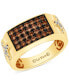 ფოტო #1 პროდუქტის Men's Chocolate Diamond (7/8 ct. t.w.) & Nude Diamond (3/8 ct. t.w.) Cross Cluster Ring in 14k Gold