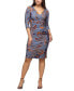 ფოტო #1 პროდუქტის Women's Grey Print Three Quarter Sleeve Wrap Dress