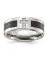 ფოტო #1 პროდუქტის Stainless Steel Black Fiber Inlay CZ Cross 8mm Band Ring