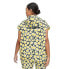 Women's Nylon Packable Yellow Poppy Short Sleeve Hooded Vest - DVF L