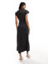 ASOS DESIGN high neck midi dress with capped sleeve & seam detail in charcoal