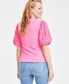 ფოტო #2 პროდუქტის Women's Eyelet-Sleeve Scoop-Neck Knit Top, Created for Macy's