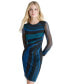 Women's Round-Neck Ruched Long-Sleeve Mesh Dress