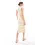 Фото #3 товара Vila Premium racer neck midi dress in yellow stripe