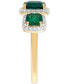 ფოტო #4 პროდუქტის Lab Grown Emerald (2-1/4 ct. t.w.) & Lab Grown Diamond (1/3 ct. t.w.) Three Stone Halo Statement Ring in 14k Gold