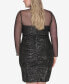 Фото #2 товара Plus Size Illusion-Sleeve Sequin Cocktail Dress