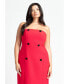 Plus Size Strapless Double Breasted Midi Dress