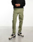 Bershka cargo trouser in khaki