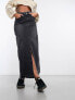 Фото #7 товара Pimkie denim split front midi skirt in washed black