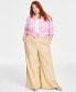 Фото #1 товара Plus Size Linen-Blend Pull-On Lightweight Wide-Leg Pants, Created for Macy's
