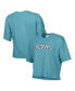 Women's Aqua Distressed Texas Longhorns Vintage-Like Wash Boxy Crop T-shirt