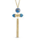 ფოტო #1 პროდუქტის Sunkissed Design Yellow Gold Plated Silver Turquoise Gemstone Diamond Fringe Necklace