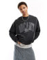 Фото #1 товара ASOS DESIGN oversized sweatshirt in washed charcoal with front text print