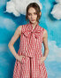 Фото #4 товара Sister Jane tie front gingham shirt dress in red