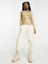 Фото #3 товара Weekday Isia exclusive asymmetric drape long sleeve top in beige