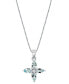 Aquamarine (3/4 ct. t.w.) & Diamond Accent Flower 18" Pendant Necklace in 14k White Gold