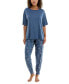 ფოტო #4 პროდუქტის Women's Round-Neck Dolman-Sleeve Pajama Shirt