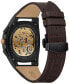 Men's Chronograph Curv Brown Leather Strap Watch 41.7mm