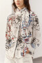 Фото #3 товара Блуза из ткани с принтом с завязками — zw collection ZARA