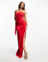 Фото #1 товара Vesper halter neck maxi dress with side split in red