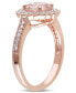 ფოტო #3 პროდუქტის Morganite (1-1/6 ct. t.w.) and Diamond (1/8 ct. t.w.) Floral Halo Ring in 18k Rose Gold Over Silver