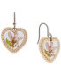 Gold-Tone Pressed Flower Heart Drop Earrings