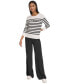 Фото #5 товара Women's Embellished Striped 3/4-Sleeve Sweater