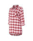 Women's Red Tampa Bay Buccaneers Sienna Plaid Full-Button Long Sleeve Nightshirt